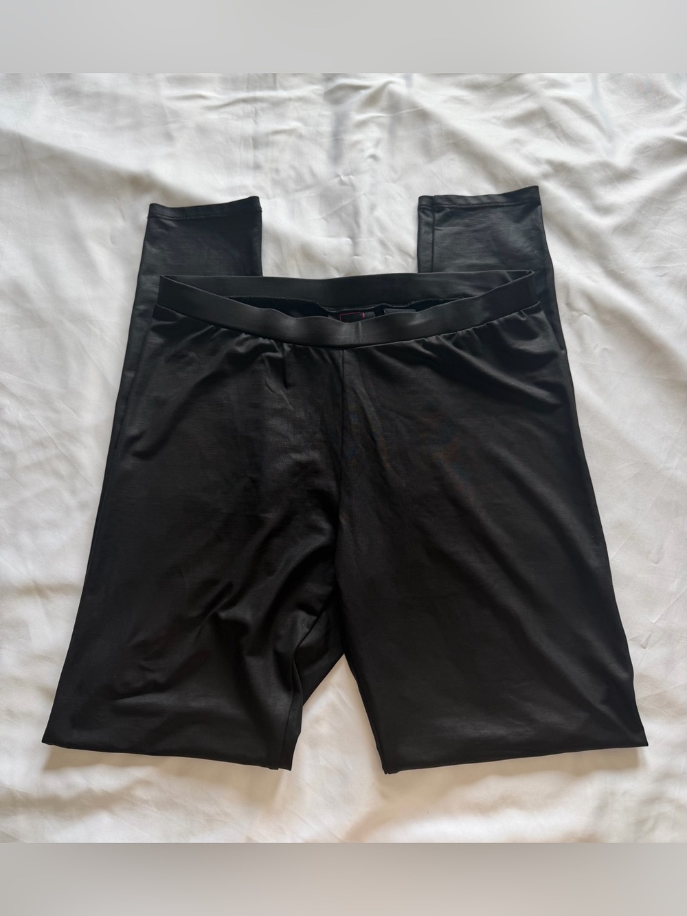 Material Girl Black Faux Leather Look Leggings Y2K M